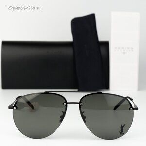 Saint Laurent Men Sunglasses Black Grey Pilot CLASSIC11/F M 005 NEW AUTHENTIC